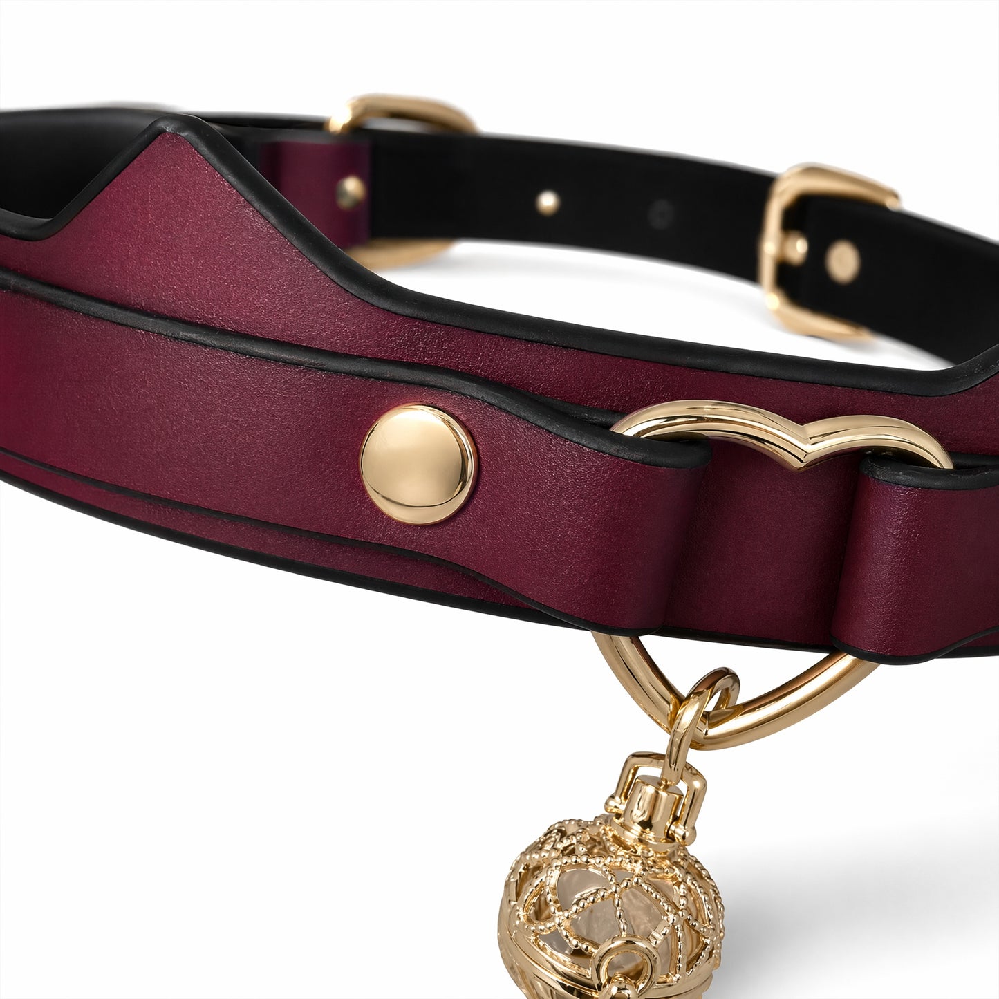 Choker de Cuero Termocromático Negro a Carmesí con Colgante Esfera