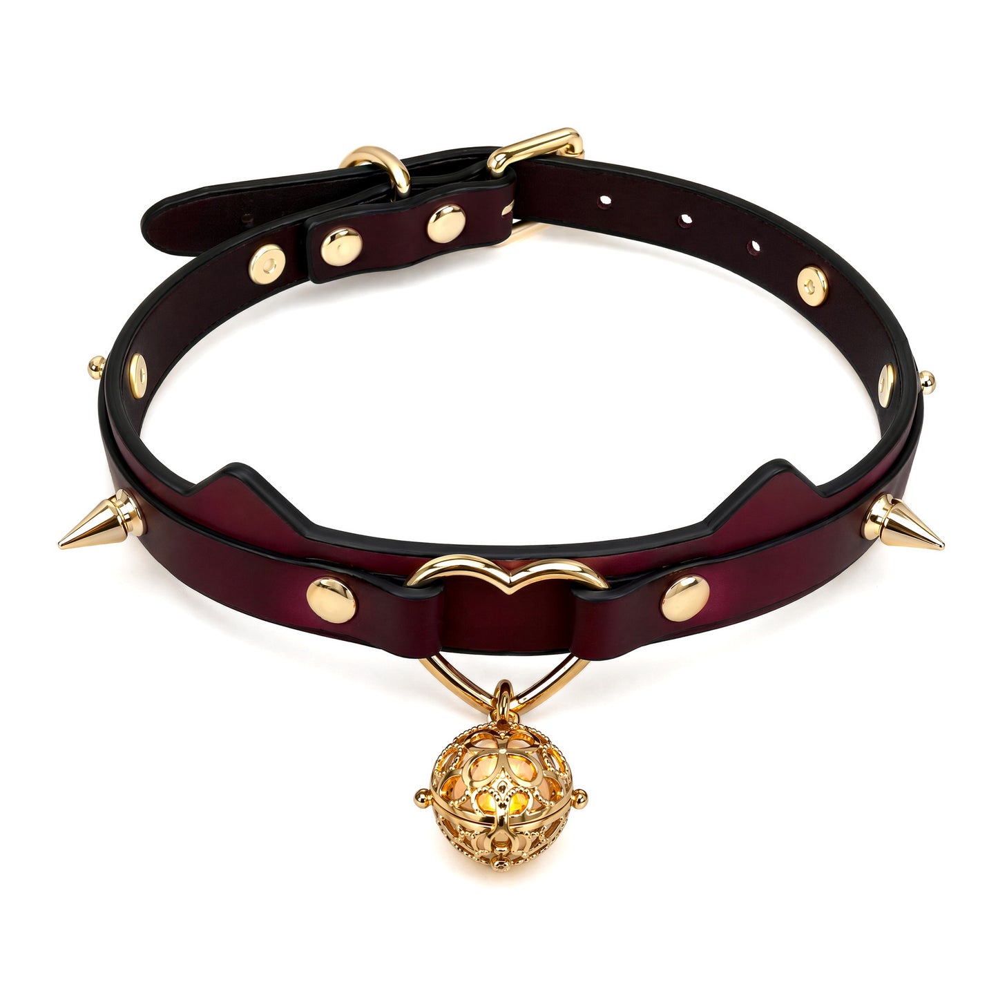 Choker de Cuero Termocromático Negro a Carmesí con Colgante Esfera
